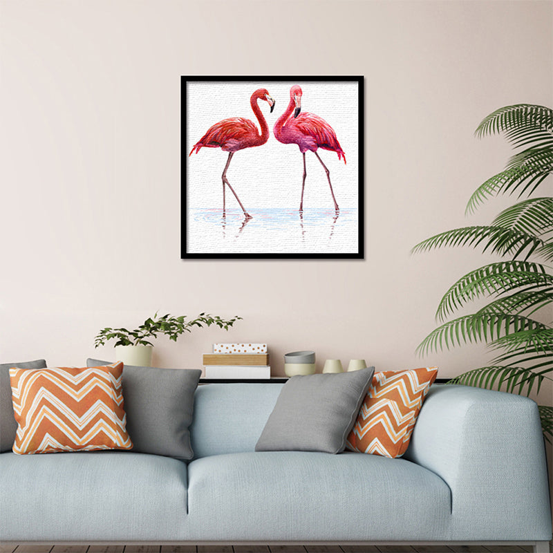 Textured Flamingo Painting Wall Art Canvas Tropical Wall Decoration for Sitting Room Clearhalo 'Art Gallery' 'Canvas Art' 'Kids' Arts' 1639163