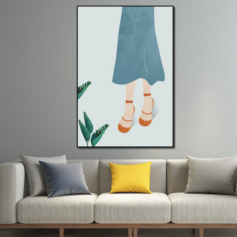 Yellow Nordic Style Canvas Art Woman Wearing Floppy Hat Wall Decor for Girls Bedroom Clearhalo 'Arts' 'Canvas Art' 1639179