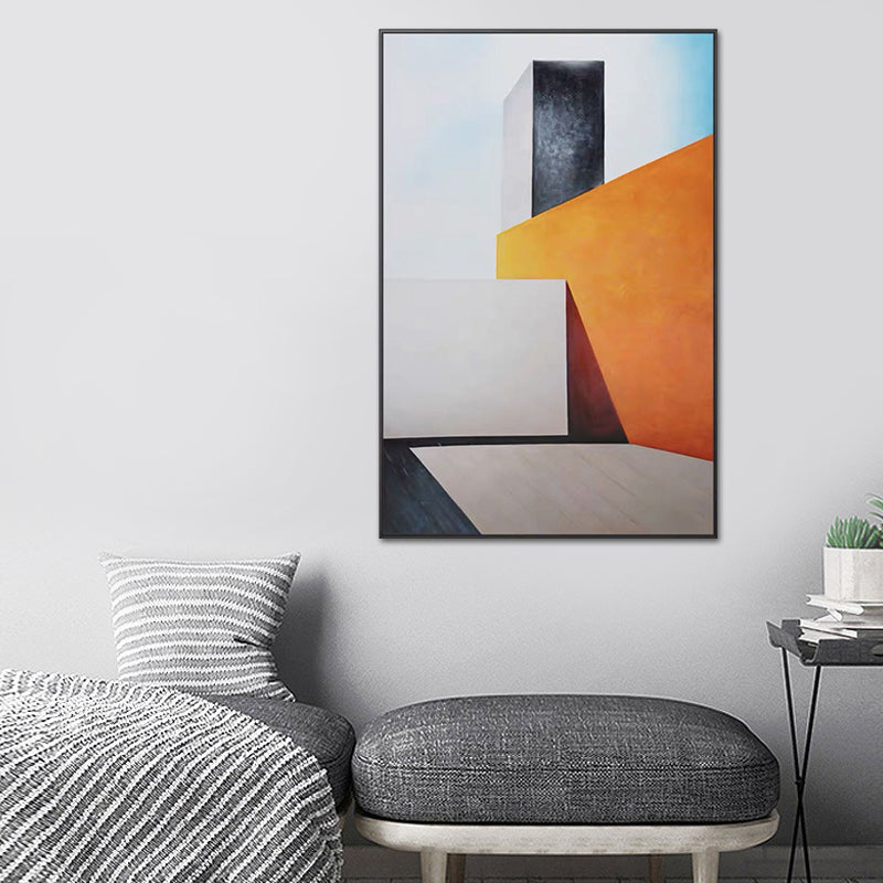 Geometric Art Print in Orange and Grey Canvas Made Wall Decoration, Textured Surface Clearhalo 'Art Gallery' 'Canvas Art' 'Industrial' 'Mid-Century Modern' 'Minimalist Art Gallery' Arts' 1639187