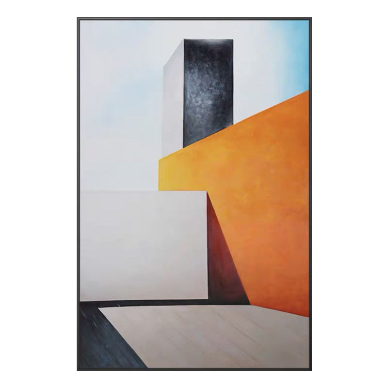 Geometric Art Print in Orange and Grey Canvas Made Wall Decoration, Textured Surface Clearhalo 'Art Gallery' 'Canvas Art' 'Industrial' 'Mid-Century Modern' 'Minimalist Art Gallery' Arts' 1639188