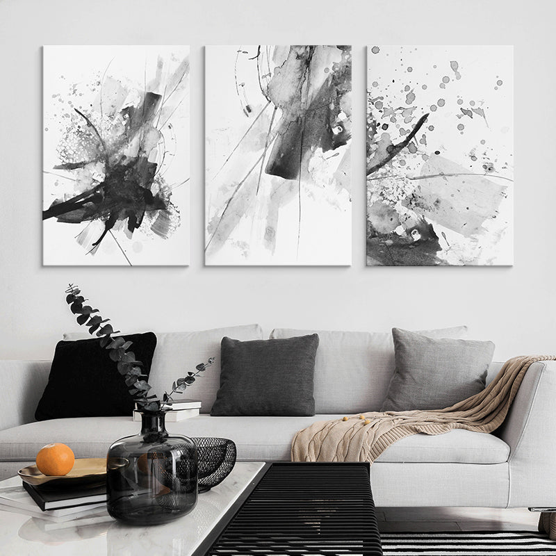 Abstract Spray Paint Art Print Contemporary Canvas Wall Decoration for Living Room Black Clearhalo 'Art Gallery' 'Canvas Art' 'Traditional' Arts' 1639276