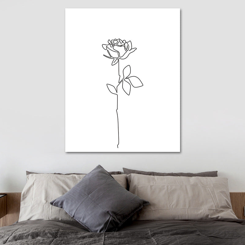 Nordic Style Flower Blossom Painting in White Textured Wall Decor for Dining Room White Clearhalo 'Arts' 'Canvas Art' 1639297