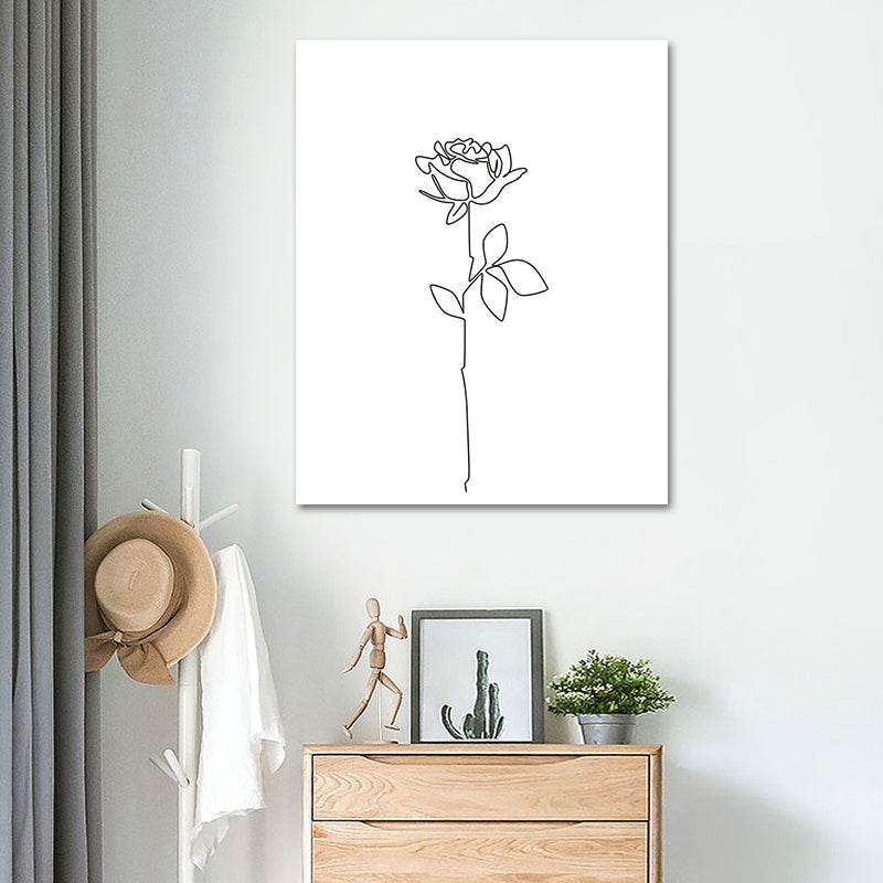 Nordic Style Flower Blossom Painting in White Textured Wall Decor for Dining Room Clearhalo 'Arts' 'Canvas Art' 1639298
