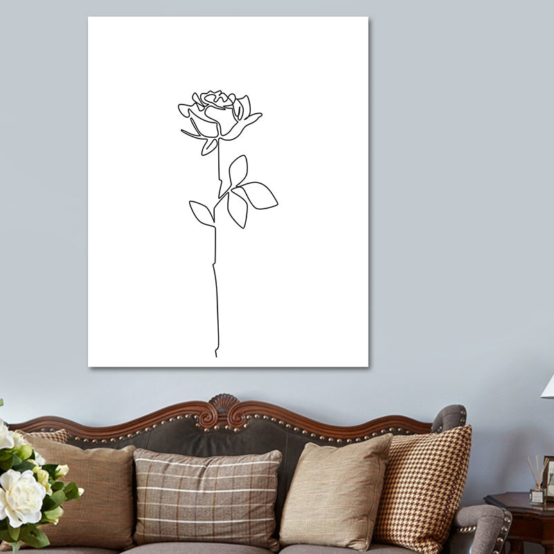 Nordic Style Flower Blossom Painting in White Textured Wall Decor for Dining Room Clearhalo 'Arts' 'Canvas Art' 1639299