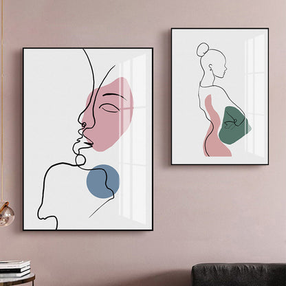 Character Pattern Wall Decor in Pastel Color Nordic Style Canvas for Living Room Pink Clearhalo 'Arts' 'Canvas Art' 1639304