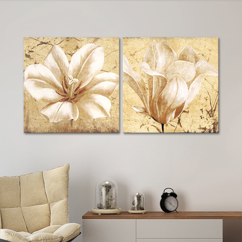 Yellow Flower Painting Canvas Print Still Life Modern Wall Art Set for Sitting Room Clearhalo 'Art Gallery' 'Canvas Art' 'Contemporary Art Gallery' 'Modern' Arts' 1639355