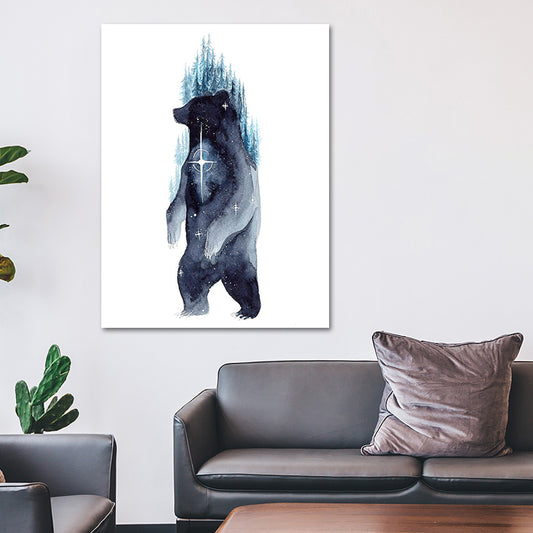 Kids Wild Animal Watercolor Canvas Art Dark Blue Textured Wall Decor for Living Room Blue Design 1 Clearhalo 'Art Gallery' 'Canvas Art' 'Kids' Arts' 1639366