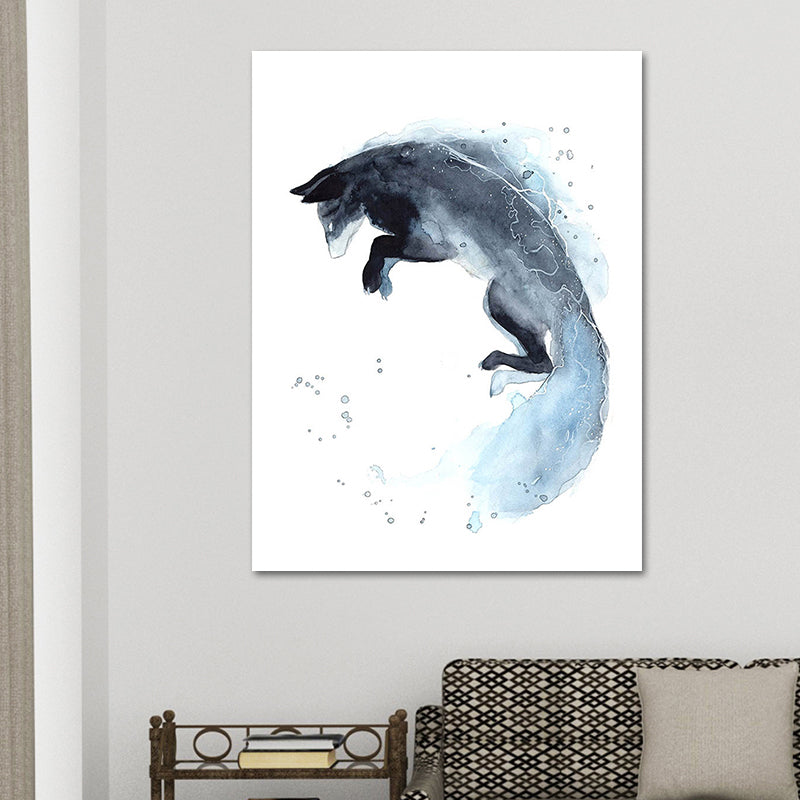 Kids Wild Animal Watercolor Canvas Art Dark Blue Textured Wall Decor for Living Room Blue Design 2 Clearhalo 'Art Gallery' 'Canvas Art' 'Kids' Arts' 1639373