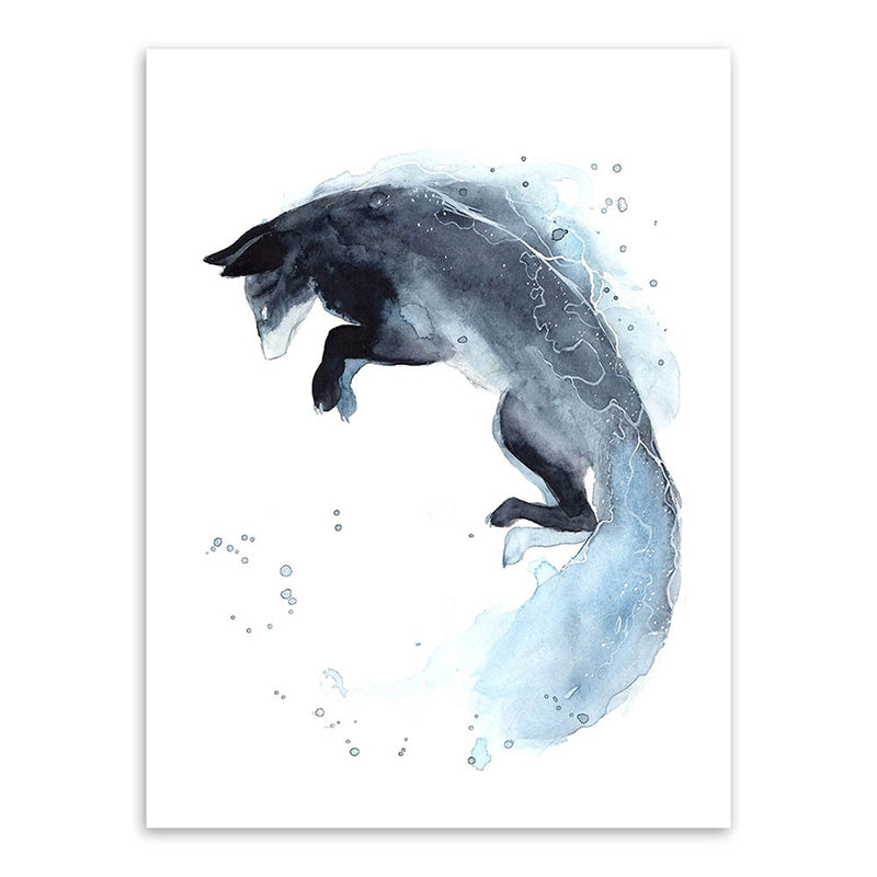Kids Wild Animal Watercolor Canvas Art Dark Blue Textured Wall Decor for Living Room Clearhalo 'Art Gallery' 'Canvas Art' 'Kids' Arts' 1639376