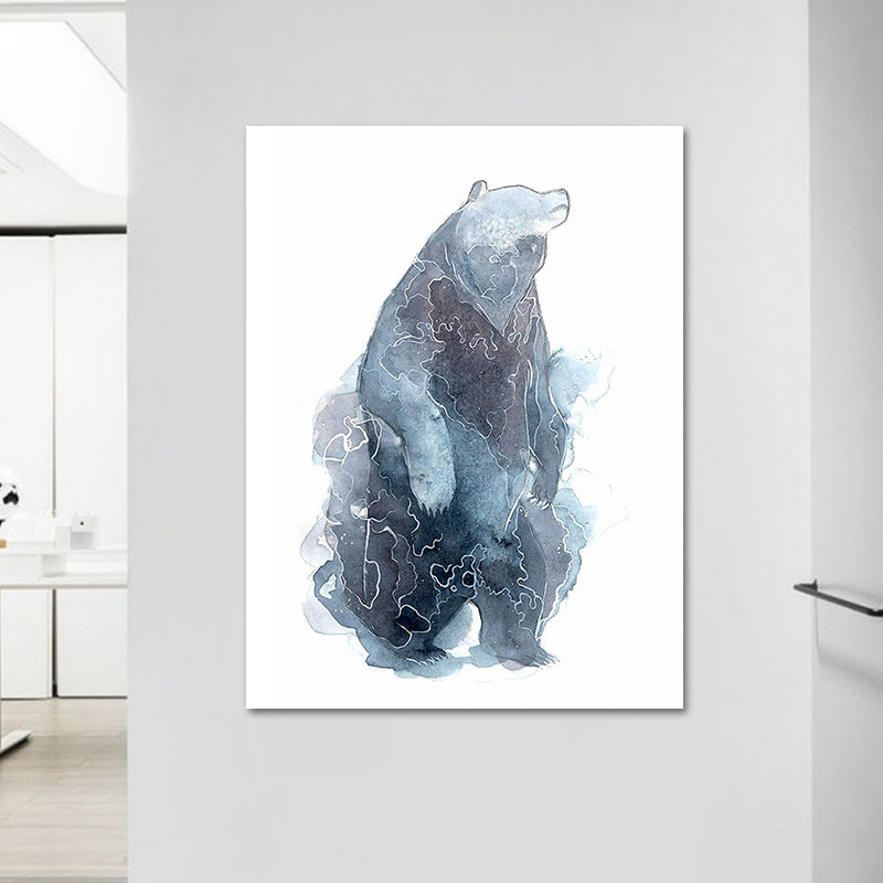 Kids Wild Animal Watercolor Canvas Art Dark Blue Textured Wall Decor for Living Room Clearhalo 'Art Gallery' 'Canvas Art' 'Kids' Arts' 1639381