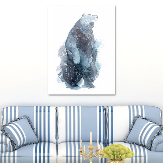 Kids Wild Animal Watercolor Canvas Art Dark Blue Textured Wall Decor for Living Room Clearhalo 'Art Gallery' 'Canvas Art' 'Kids' Arts' 1639382