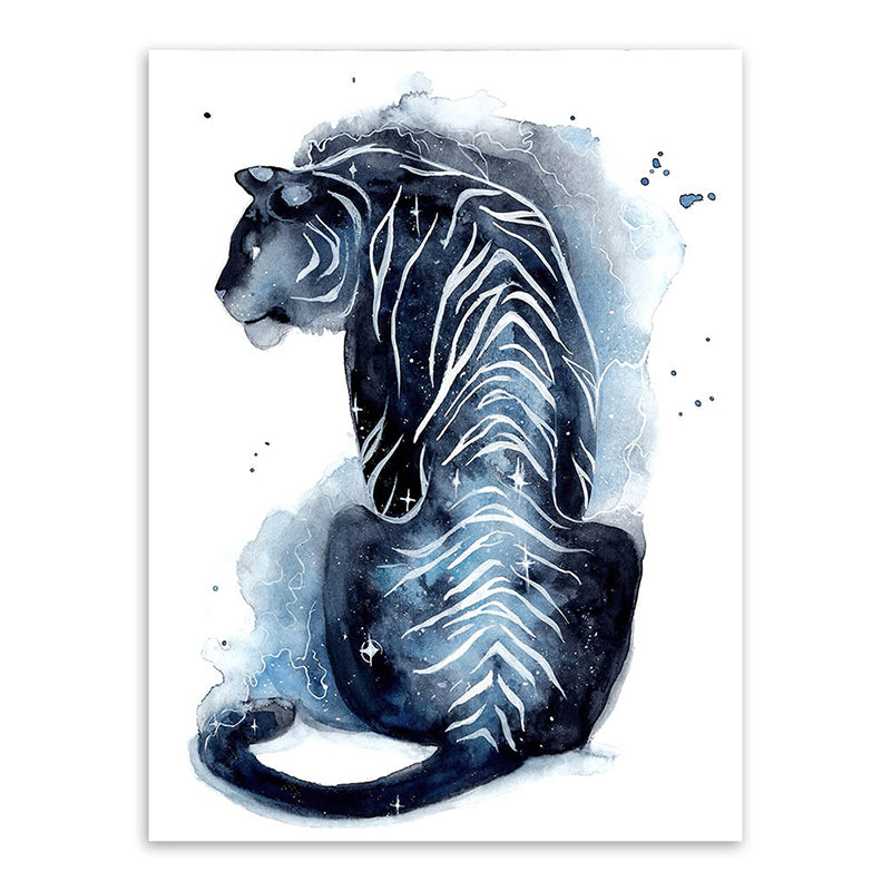 Kids Wild Animal Watercolor Canvas Art Dark Blue Textured Wall Decor for Living Room Clearhalo 'Art Gallery' 'Canvas Art' 'Kids' Arts' 1639390