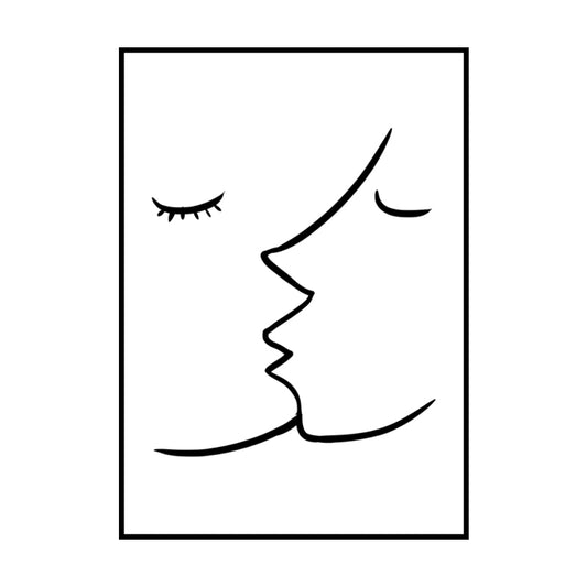 Textured Two Kissing Characters Painting Scandinavian Style Canvas Wall Art Print Clearhalo 'Arts' 'Canvas Art' 1639397