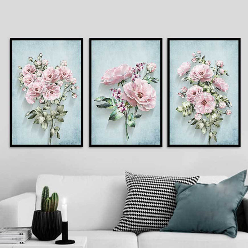 Blossoming Flower Wall Decor Rustic Beautiful Bouquet Canvas Art in Green and Pink Clearhalo 'Art Gallery' 'Canvas Art' 'Country Art Gallery' 'French Country' 'Rustic' Arts' 1639403