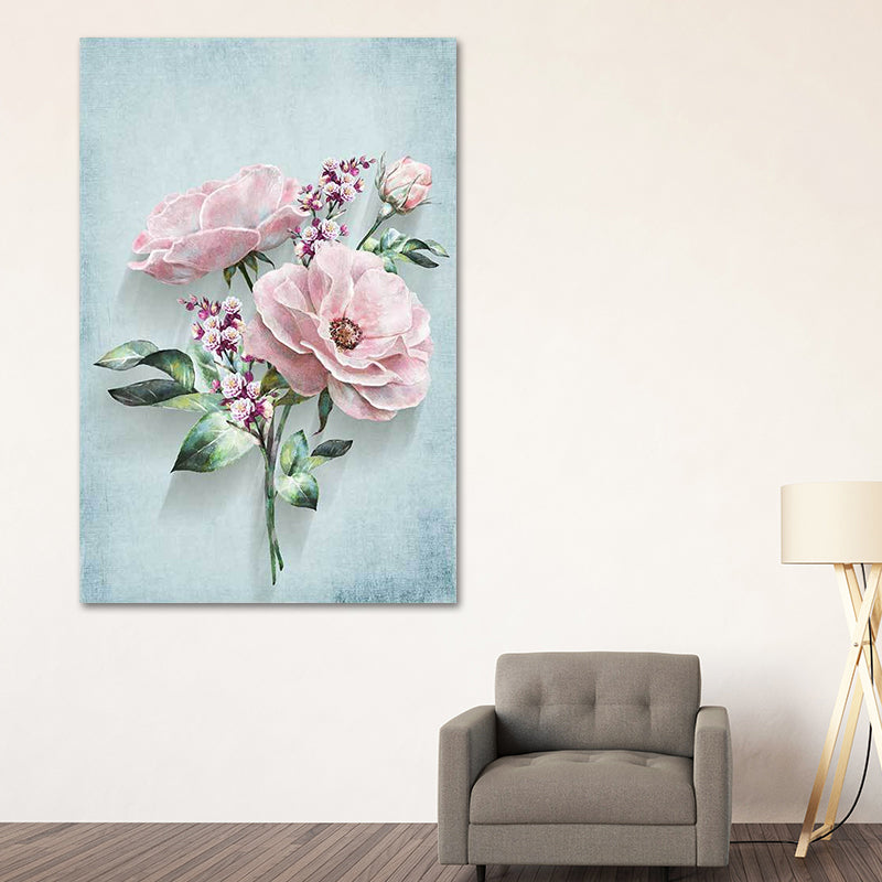 Blossoming Flower Wall Decor Rustic Beautiful Bouquet Canvas Art in Green and Pink Green Design 2 Clearhalo 'Art Gallery' 'Canvas Art' 'Country Art Gallery' 'French Country' 'Rustic' Arts' 1639415