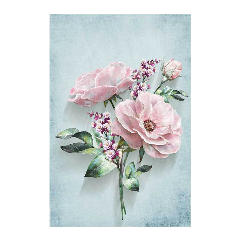 Blossoming Flower Wall Decor Rustic Beautiful Bouquet Canvas Art in Green and Pink Clearhalo 'Art Gallery' 'Canvas Art' 'Country Art Gallery' 'French Country' 'Rustic' Arts' 1639418