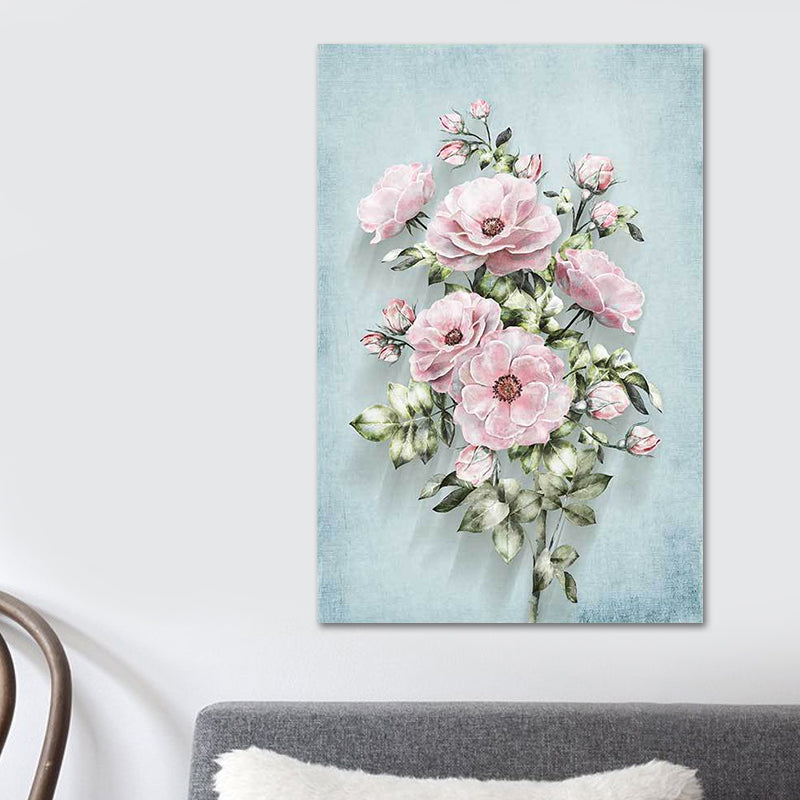 Blossoming Flower Wall Decor Rustic Beautiful Bouquet Canvas Art in Green and Pink Green Design 3 Clearhalo 'Art Gallery' 'Canvas Art' 'Country Art Gallery' 'French Country' 'Rustic' Arts' 1639422