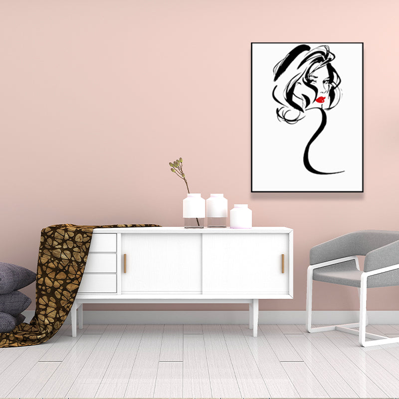Character Portrait Canvas for Girls Bedroom Charcoal Drawings Wall Art Decor, Multiple Sizes Clearhalo 'Arts' 'Canvas Art' 1639444