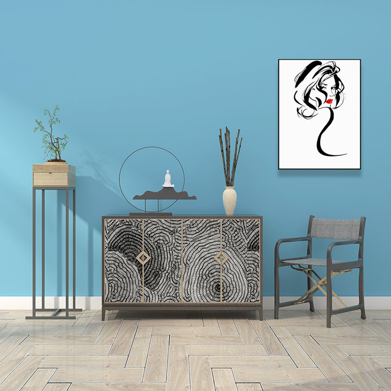 Character Portrait Canvas for Girls Bedroom Charcoal Drawings Wall Art Decor, Multiple Sizes Clearhalo 'Arts' 'Canvas Art' 1639445