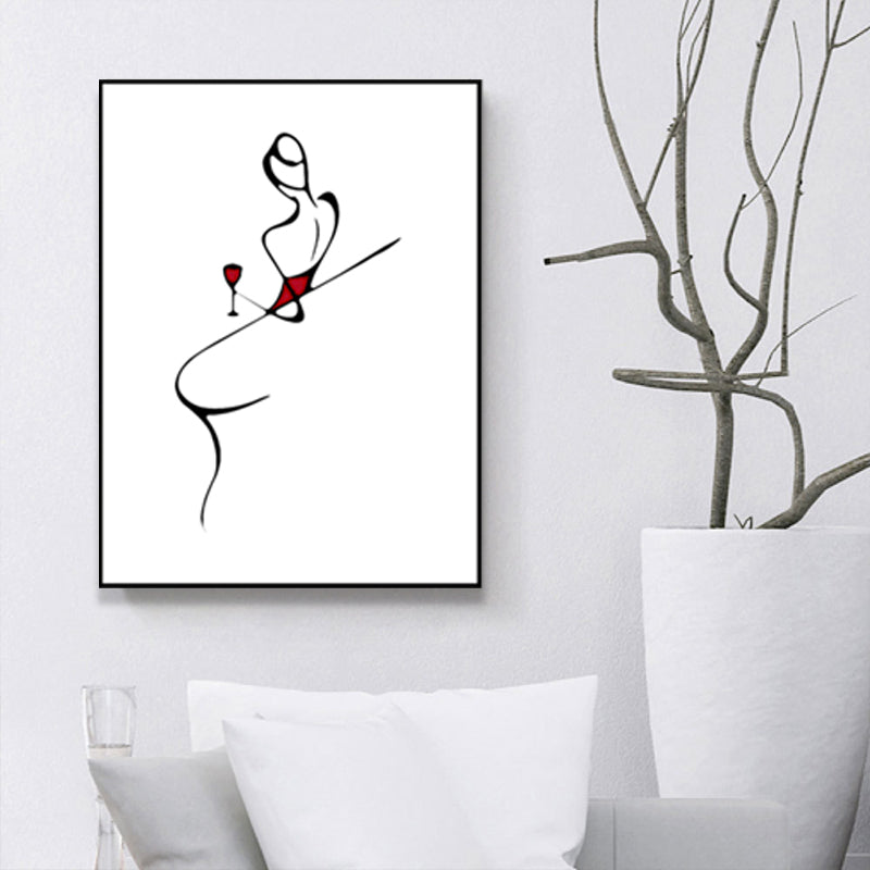 Character Portrait Canvas for Girls Bedroom Charcoal Drawings Wall Art Decor, Multiple Sizes Clearhalo 'Arts' 'Canvas Art' 1639452