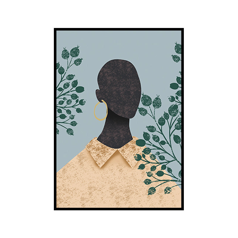 Fashion Model Wall Art Nordic Stylish Figure Portrait Canvas Print in Soft Color Clearhalo 'Arts' 'Canvas Art' 1639460