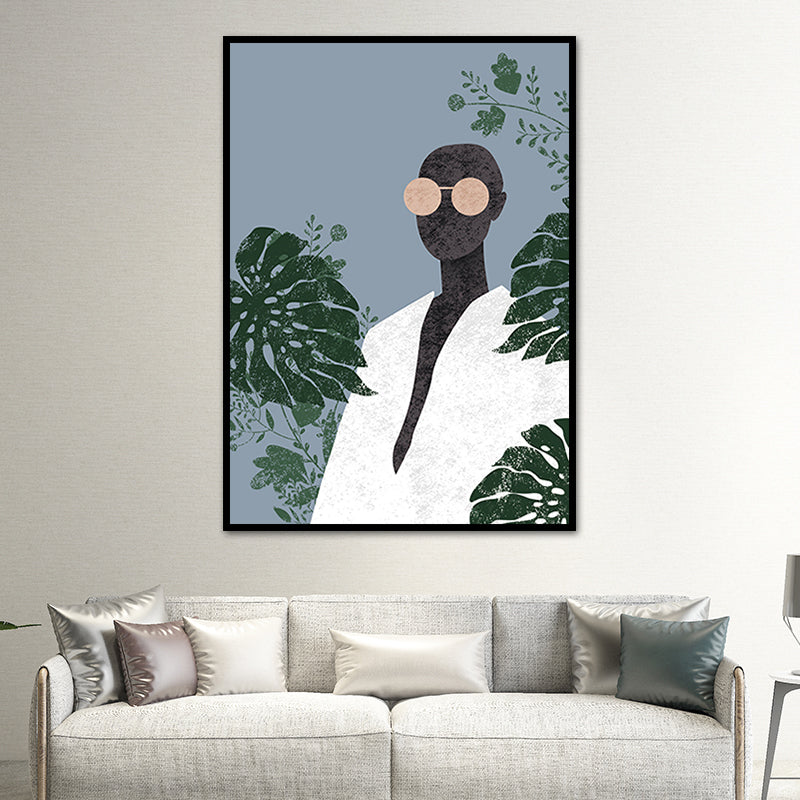 Fashion Model Wall Art Nordic Stylish Figure Portrait Canvas Print in Soft Color Clearhalo 'Arts' 'Canvas Art' 1639465