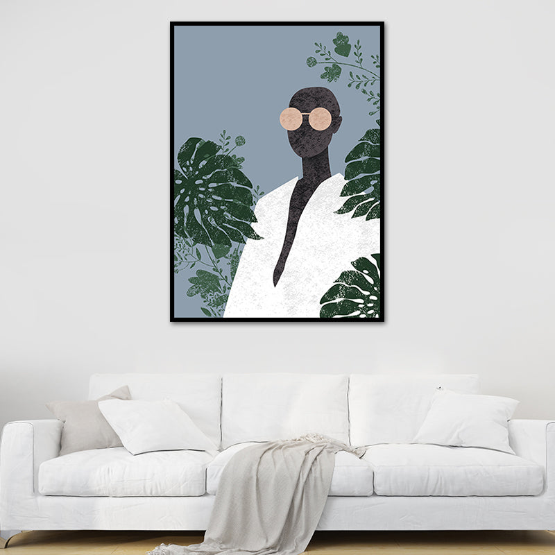 Fashion Model Wall Art Nordic Stylish Figure Portrait Canvas Print in Soft Color Clearhalo 'Arts' 'Canvas Art' 1639466
