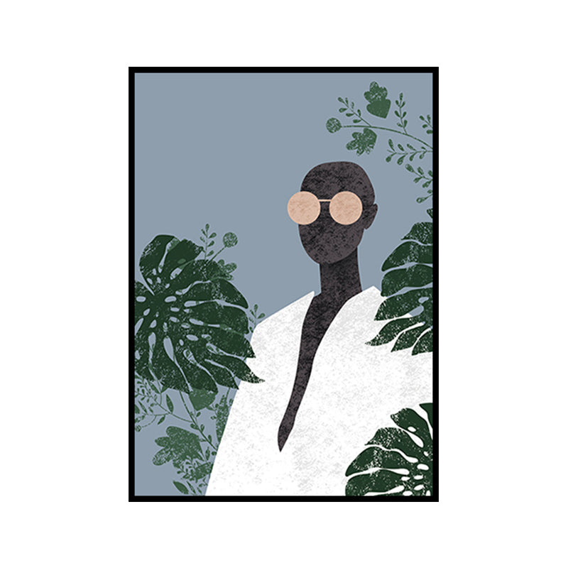 Fashion Model Wall Art Nordic Stylish Figure Portrait Canvas Print in Soft Color Clearhalo 'Arts' 'Canvas Art' 1639467