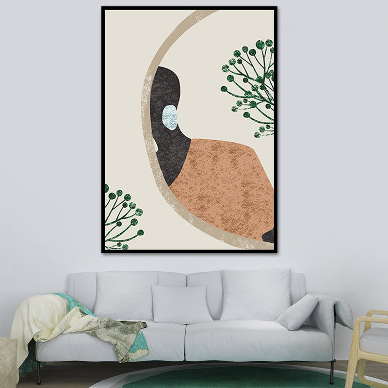 Fashion Model Wall Art Nordic Stylish Figure Portrait Canvas Print in Soft Color Yellow Clearhalo 'Arts' 'Canvas Art' 1639471