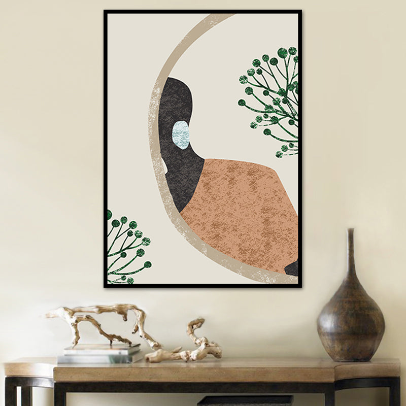 Fashion Model Wall Art Nordic Stylish Figure Portrait Canvas Print in Soft Color Clearhalo 'Arts' 'Canvas Art' 1639472