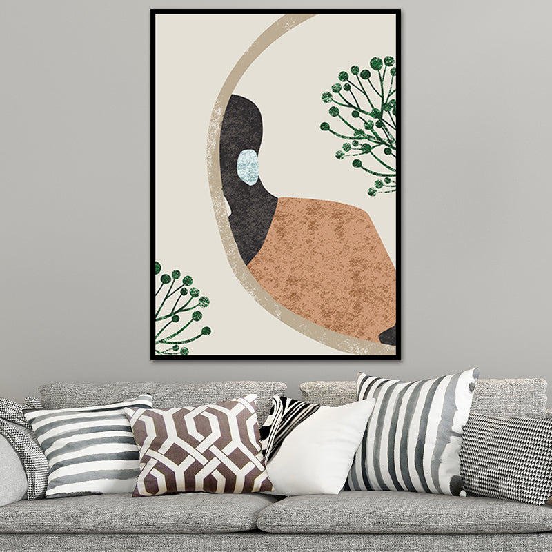 Fashion Model Wall Art Nordic Stylish Figure Portrait Canvas Print in Soft Color Clearhalo 'Arts' 'Canvas Art' 1639473