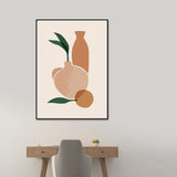 Illustration Still Life Pot Canvas Art for Living Room, Orange and White, Textured Clearhalo 'Arts' 'Canvas Art' 1639480