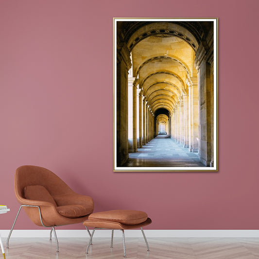 Yellow Arch Hallway Wall Decor Architecture Modern Style Textured Canvas Art for Home Yellow Clearhalo 'Art Gallery' 'Canvas Art' 'Contemporary Art Gallery' 'Modern' Arts' 1639485