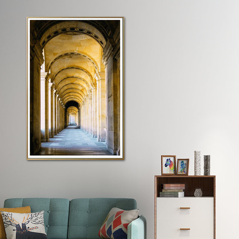 Yellow Arch Hallway Wall Decor Architecture Modern Style Textured Canvas Art for Home Clearhalo 'Art Gallery' 'Canvas Art' 'Contemporary Art Gallery' 'Modern' Arts' 1639486