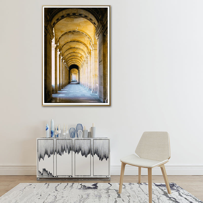 Yellow Arch Hallway Wall Decor Architecture Modern Style Textured Canvas Art for Home Clearhalo 'Art Gallery' 'Canvas Art' 'Contemporary Art Gallery' 'Modern' Arts' 1639487
