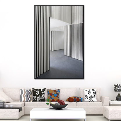 Grey Striped Architecture Canvas Textured Industrial Style Living Room Wall Art Grey Clearhalo 'Arts' 'Canvas Art' 1639520