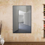 Grey Striped Architecture Canvas Textured Industrial Style Living Room Wall Art Clearhalo 'Arts' 'Canvas Art' 1639522