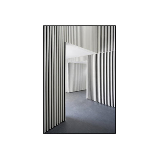 Arquitectura de rayas grises lienzo texturizado de estilo industrial de sala de estar arte de pared