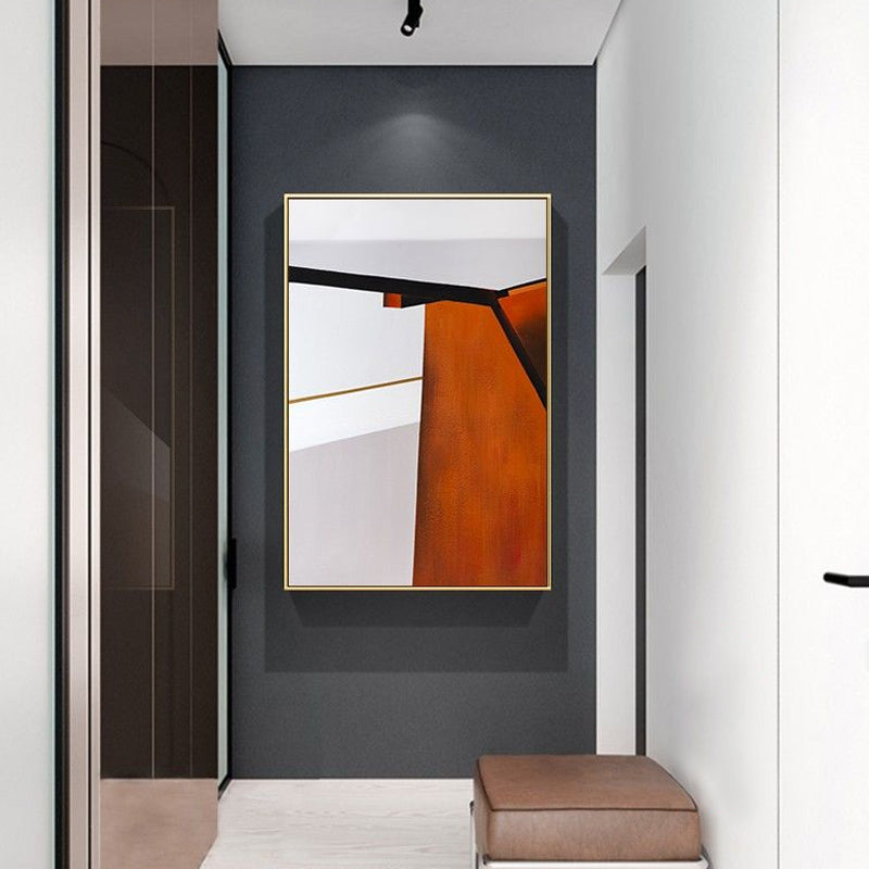 Mid-Century Modern Abstract Canvas Art Orange Textured Wall Decor for Living Room Clearhalo 'Art Gallery' 'Canvas Art' 'Industrial' 'Mid-Century Modern' 'Minimalist Art Gallery' Arts' 1639529