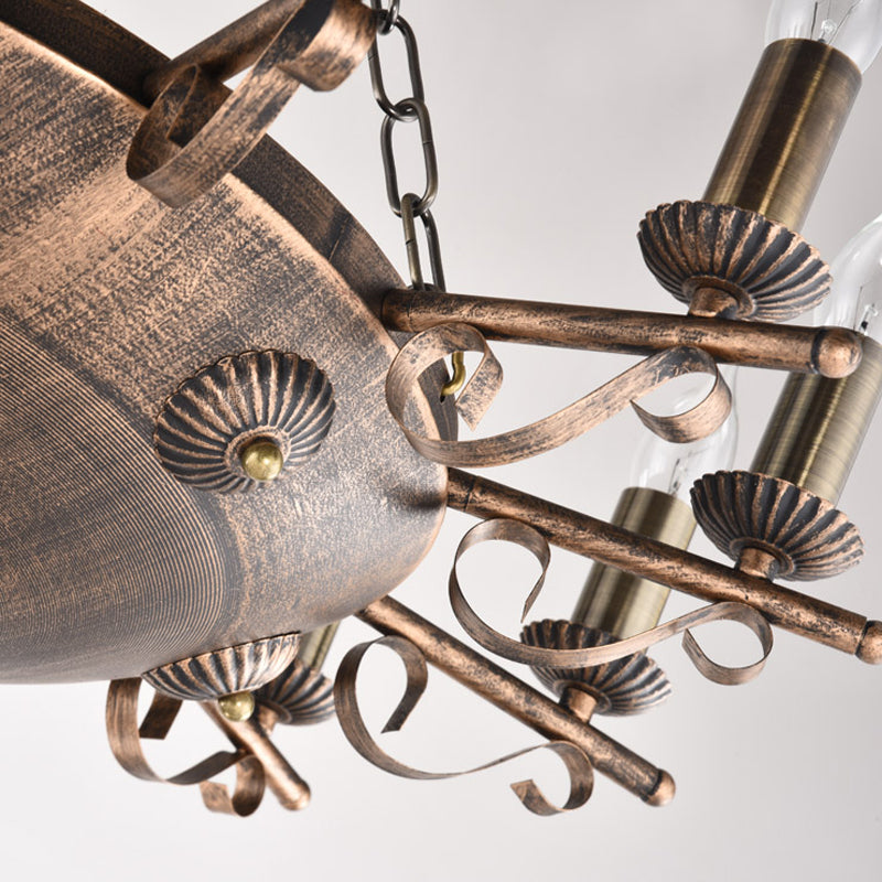 Candle Metal Chandeliers Antique Ceiling Pendant Fixture in Brass for Restaurant Clearhalo 'Ceiling Lights' 'Chandeliers' Lighting' options 163954