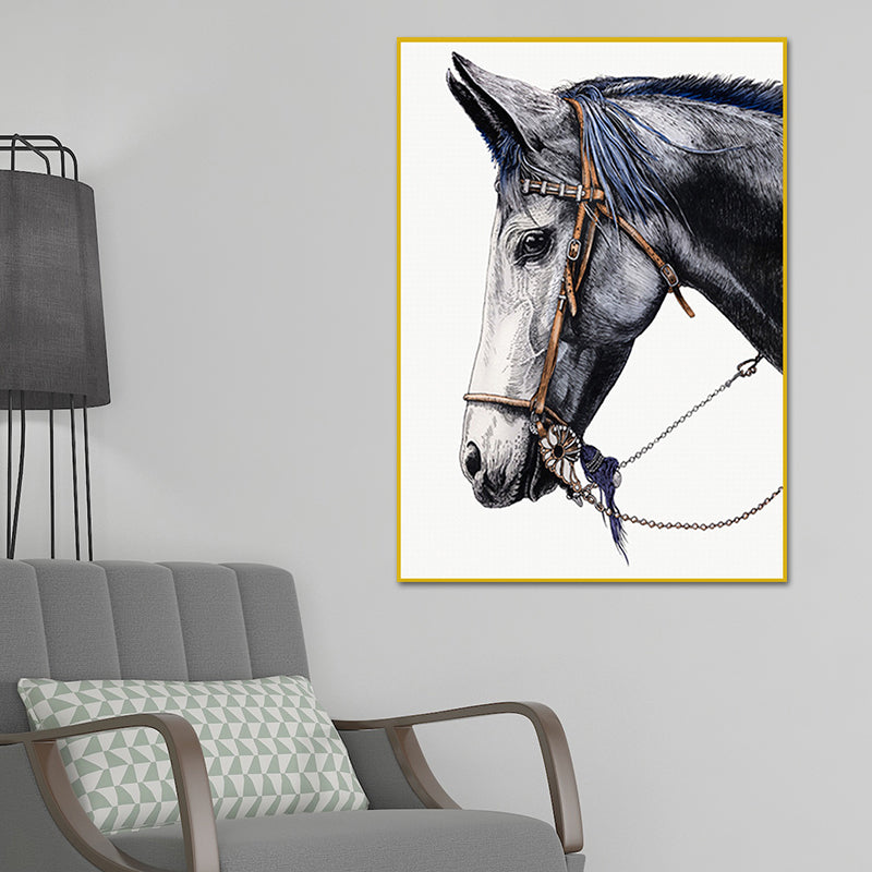 Farmhouse Steed Head Wall Art Print Brown Textured Canvas Painting for Living Room Brown Design 1 Clearhalo 'Art Gallery' 'Canvas Art' 'Country Art Gallery' 'French Country' 'Rustic' Arts' 1639541