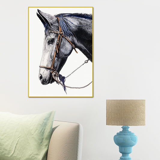 Farmhouse Steed Head Wall Art Print Brown Textured Canvas Painting for Living Room Clearhalo 'Art Gallery' 'Canvas Art' 'Country Art Gallery' 'French Country' 'Rustic' Arts' 1639542