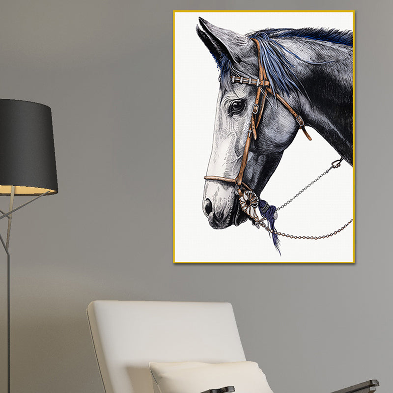 Farmhouse Steed Head Wall Art Print Brown Textured Canvas Painting for Living Room Clearhalo 'Art Gallery' 'Canvas Art' 'Country Art Gallery' 'French Country' 'Rustic' Arts' 1639543