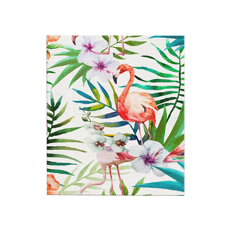 Childrens Art Canvas in Green Flamingo and Flower Wall Decoration for Living Room Clearhalo 'Art Gallery' 'Canvas Art' 'Kids' Arts' 1639572
