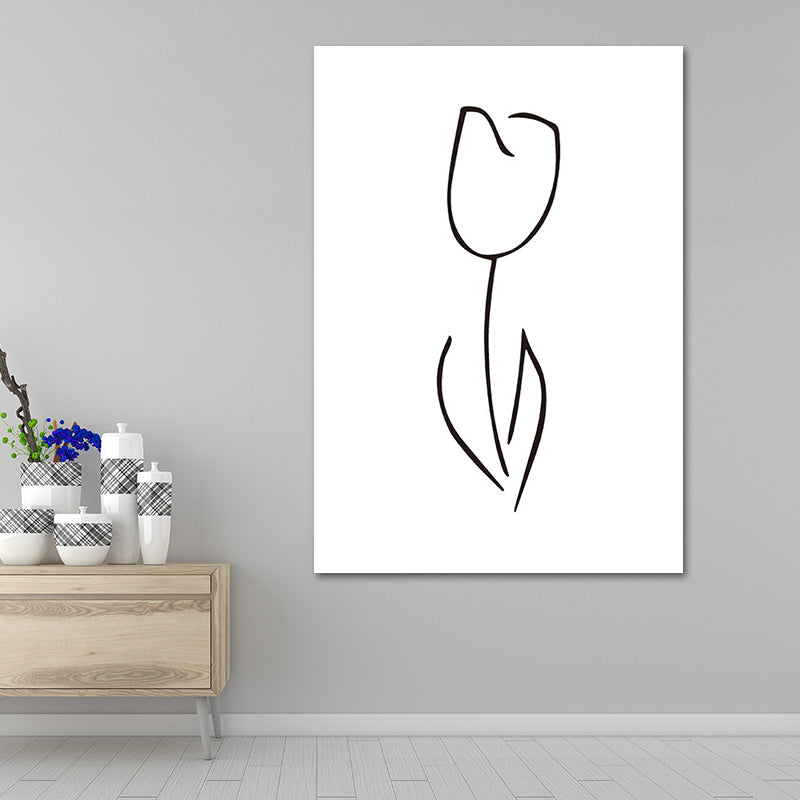 Minimalism Style Flower Wall Decor Canvas Textured White Painting for Guest Room White Clearhalo 'Art Gallery' 'Canvas Art' 'Contemporary Art Gallery' 'Contemporary Art' 'Minimalism' 'Minimalist Art Gallery' 'Scandinavian' Arts' 1639576
