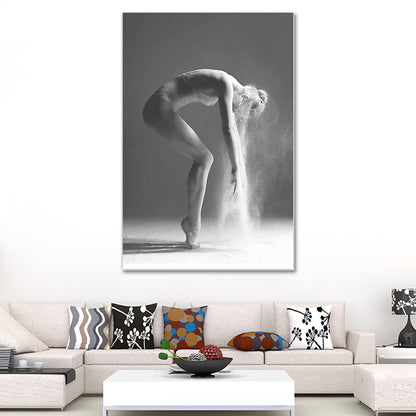 Grey Ballerina Canvas Art Dancer Retro Style Textured Wall Decor for Living Room Grey Clearhalo 'Arts' 'Canvas Art' 1639582