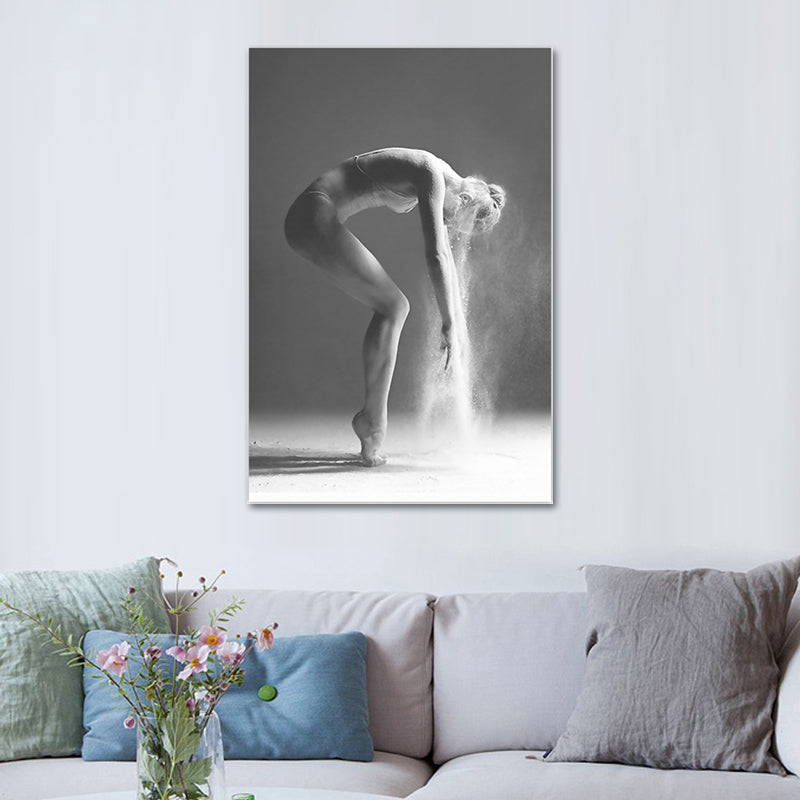 Gray Ballerina Canvas Bailarín de arte Retro Style Decoración de pared texturizada para sala de estar