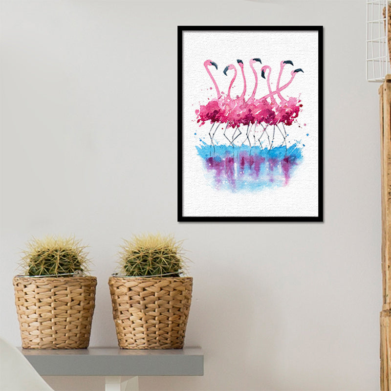 Flamingo Flock Wall Decor Pink Canvas Made Wall Art Print for Girls Room, Texture Clearhalo 'Art Gallery' 'Canvas Art' 'Kids' Arts' 1639591