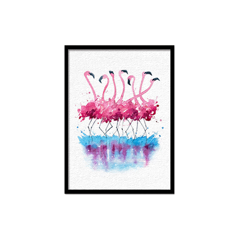 Flamingo Flock Wall Decor Pink Canvas Made Wall Art Print for Girls Room, Texture Clearhalo 'Art Gallery' 'Canvas Art' 'Kids' Arts' 1639592