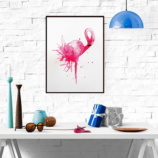 Pink Flamingo Wall Art Animal Tropical Textured Wrapped Canvas for Kids Room Pink Clearhalo 'Art Gallery' 'Canvas Art' 'Kids' Arts' 1639596